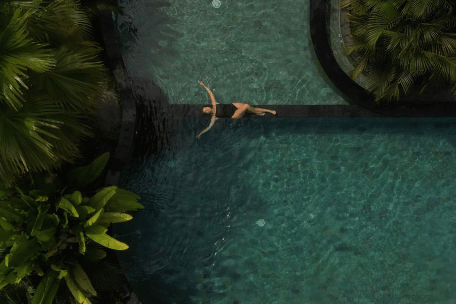 woman in pool in Bali